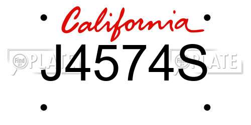 J4574S California License Plate