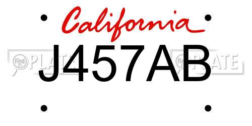 J457AB California License Plate