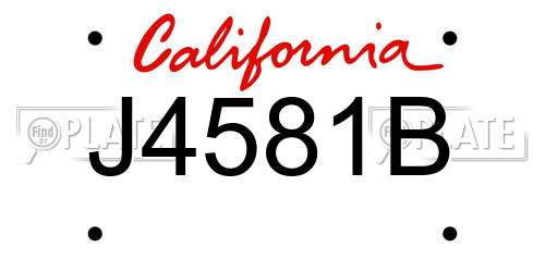 J4581B California License Plate
