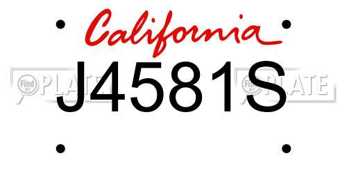 J4581S California License Plate