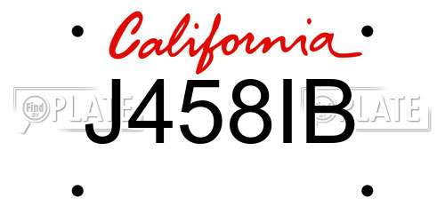 J458IB California License Plate