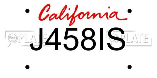 J458IS California License Plate