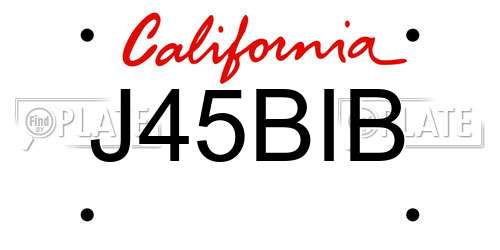J45BIB California License Plate