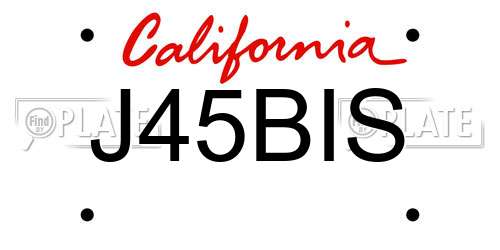 J45BIS California License Plate