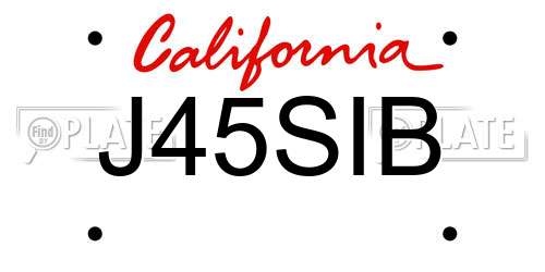 J45SIB California License Plate