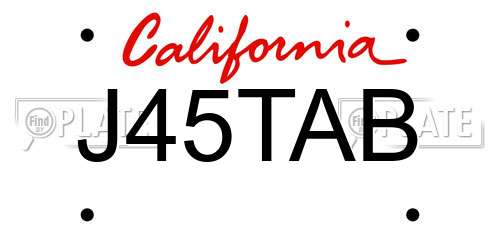 J45TAB California License Plate