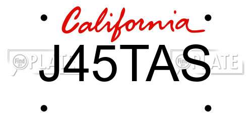 J45TAS California License Plate