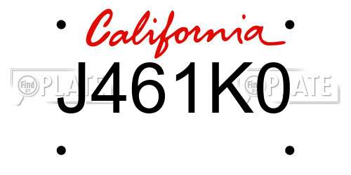J461K0 California License Plate