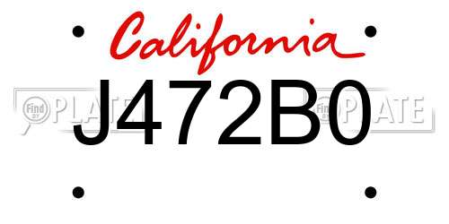 J472B0 California License Plate