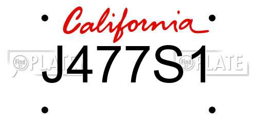 J477S1 California License Plate