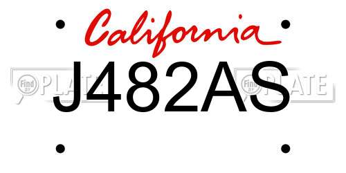 J482AS California License Plate