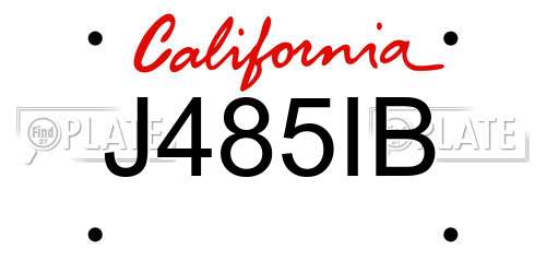 J485IB California License Plate