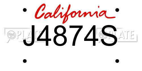 J4874S California License Plate