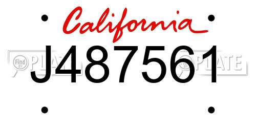 J487561 California License Plate