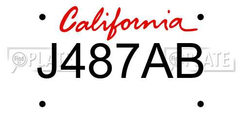 J487AB California License Plate
