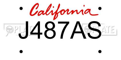 J487AS California License Plate