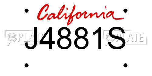 J4881S California License Plate