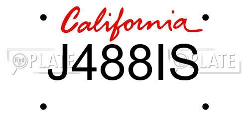 J488IS California License Plate