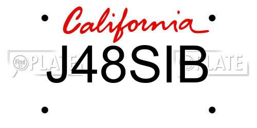 J48SIB California License Plate