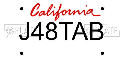 J48TAB California License Plate