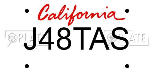 J48TAS California License Plate