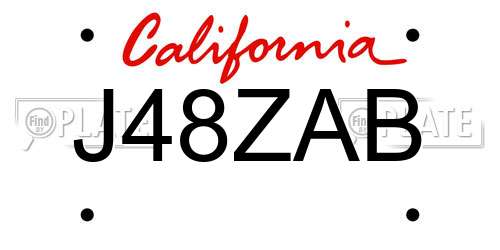 J48ZAB California License Plate