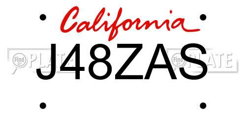 J48ZAS California License Plate