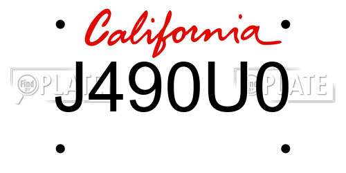 J490U0 California License Plate