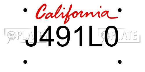 J491L0 California License Plate