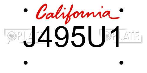 J495U1 California License Plate
