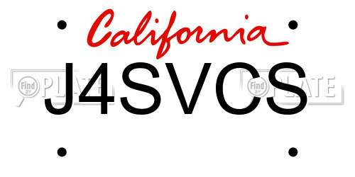 J4SVCS California License Plate