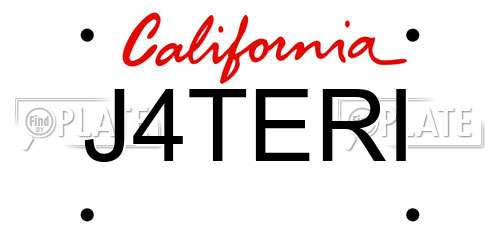 J4TERI California License Plate