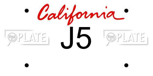 J5 California License Plate