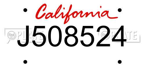 J508524 California License Plate