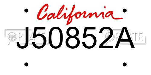 J50852A California License Plate