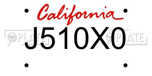 J510X0 California License Plate