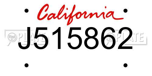J515862 California License Plate