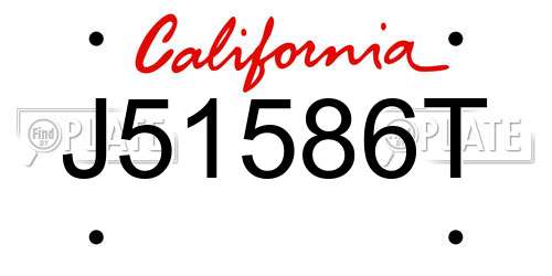 J51586T California License Plate