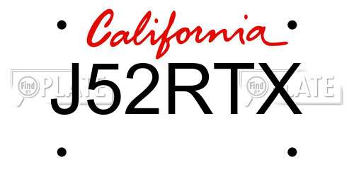 J52RTX California License Plate