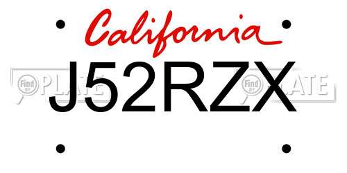 J52RZX California License Plate