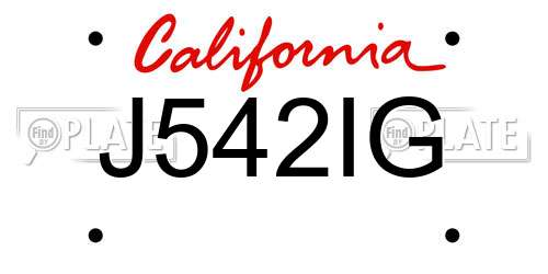 J542IG California License Plate