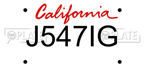 J547IG California License Plate