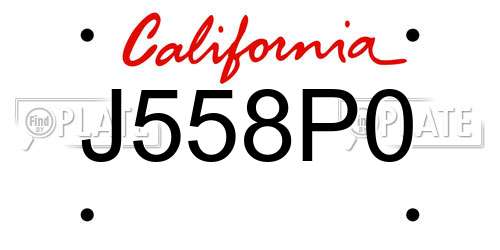 J558P0 California License Plate
