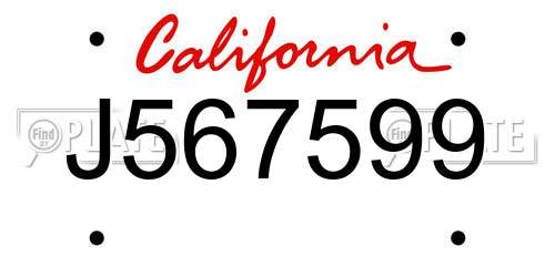 J567599 California License Plate