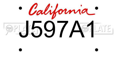 J597A1 California License Plate