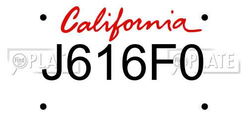 J616F0 California License Plate