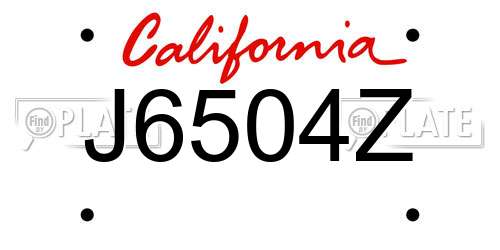 J6504Z California License Plate