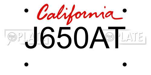 J650AT California License Plate