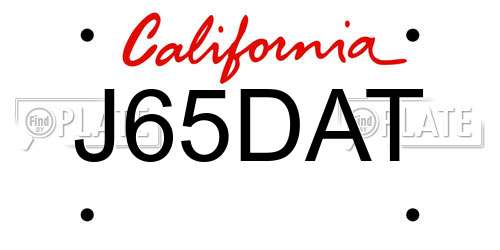 J65DAT California License Plate