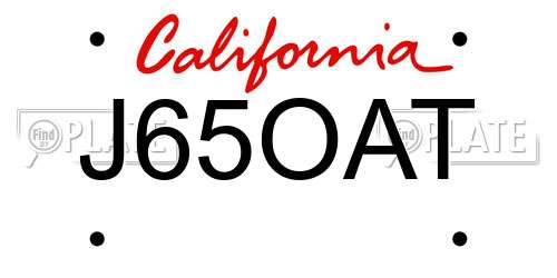 J65OAT California License Plate